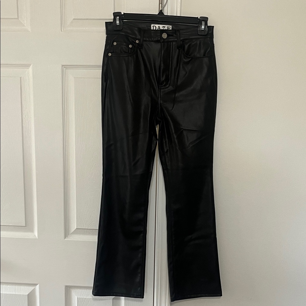Women's Black Faux Leather Jeans